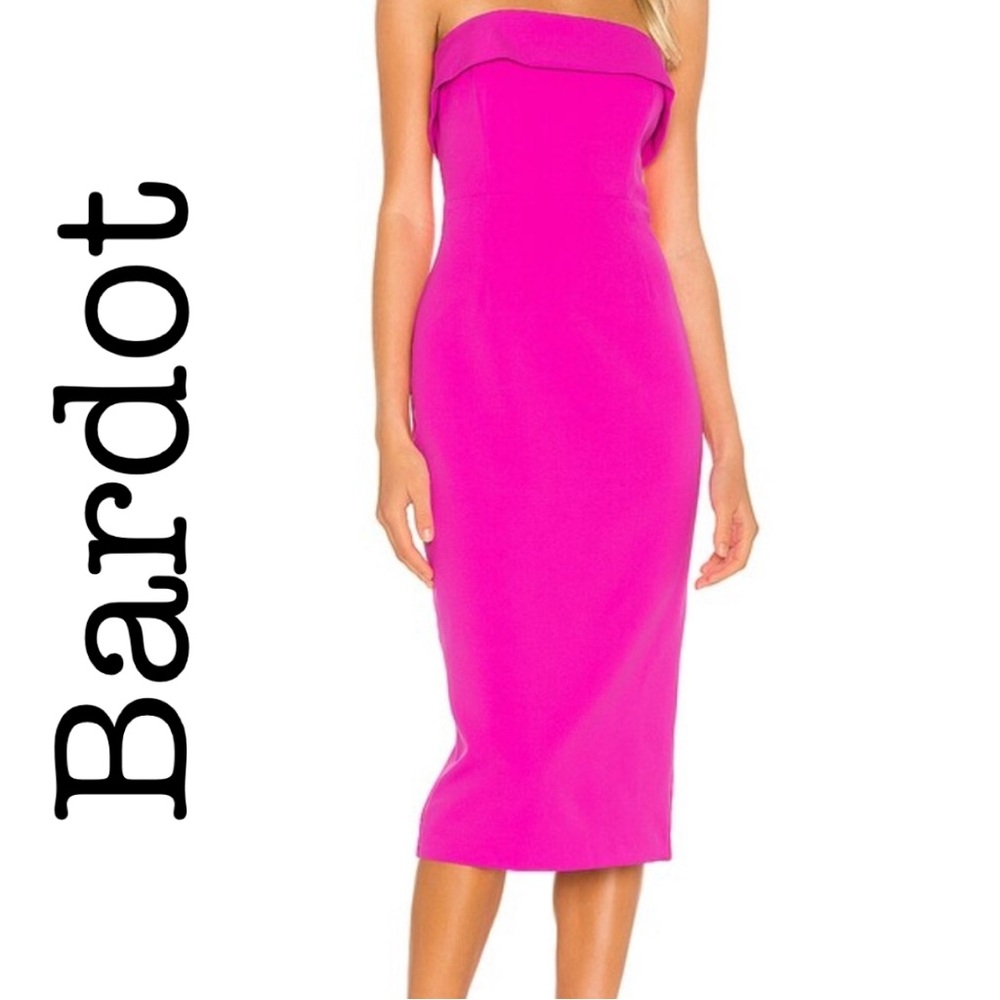 Bardot Zorianna Cobalt Fuchsia Strapless Midi Dress Size Small